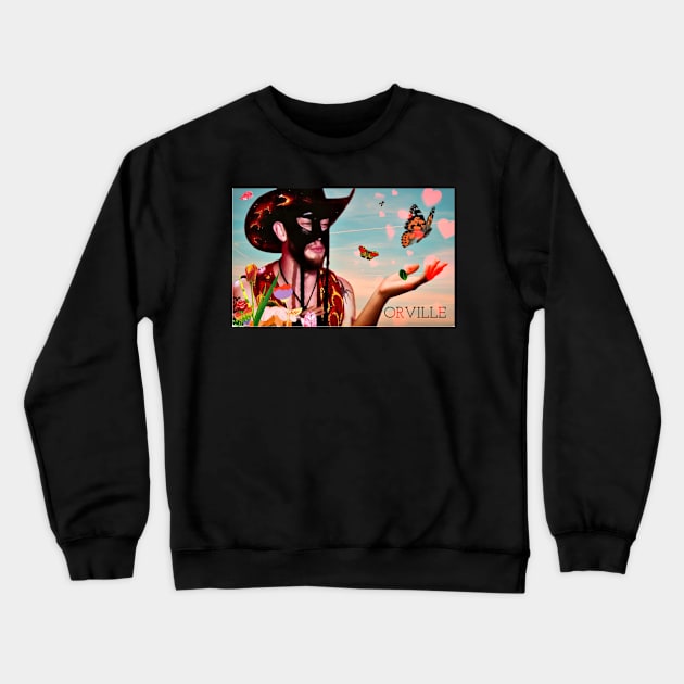 Cowboy and Butterlies Crewneck Sweatshirt by ARTISTWERQ